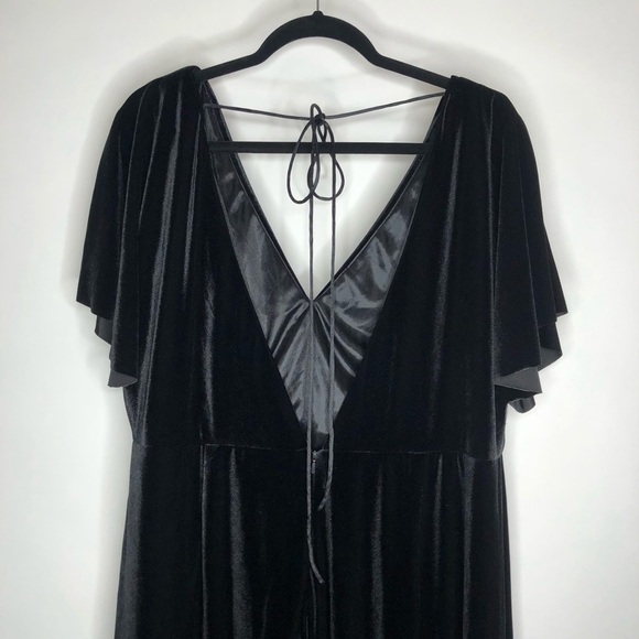 JENNY YOO Ellis Black Velvet Stretchy Long Bridesmaid Winter Wedding Gown Dress - Picture 4 of 15